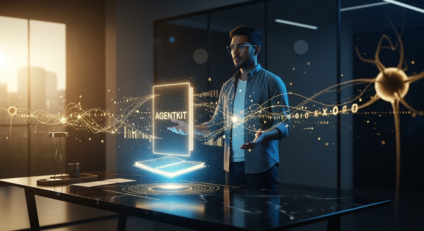 Visual cinematográfico de AgentKit – creación de agentes de IA